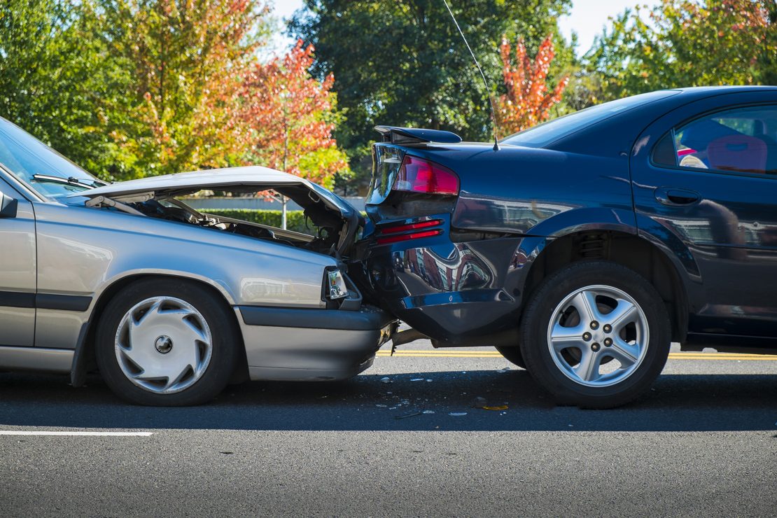 rear-end car accident between two cars